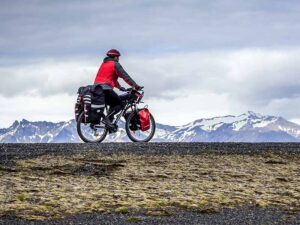 Downloaded Save to Library Preview Crop Find Similar File #: 355168238 Bikepacker on a so called Ring Road in southern part of Iceland