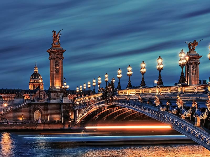 Bridge Alexandre III and Hotel des Invalides in Paris