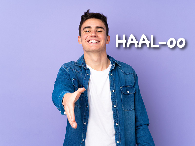 teenage boy saying hallo