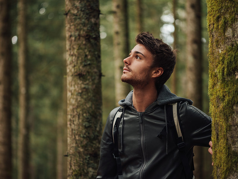 self reliant teenager in woods