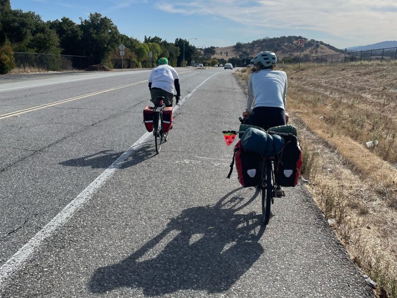 riding bikes down a californian road